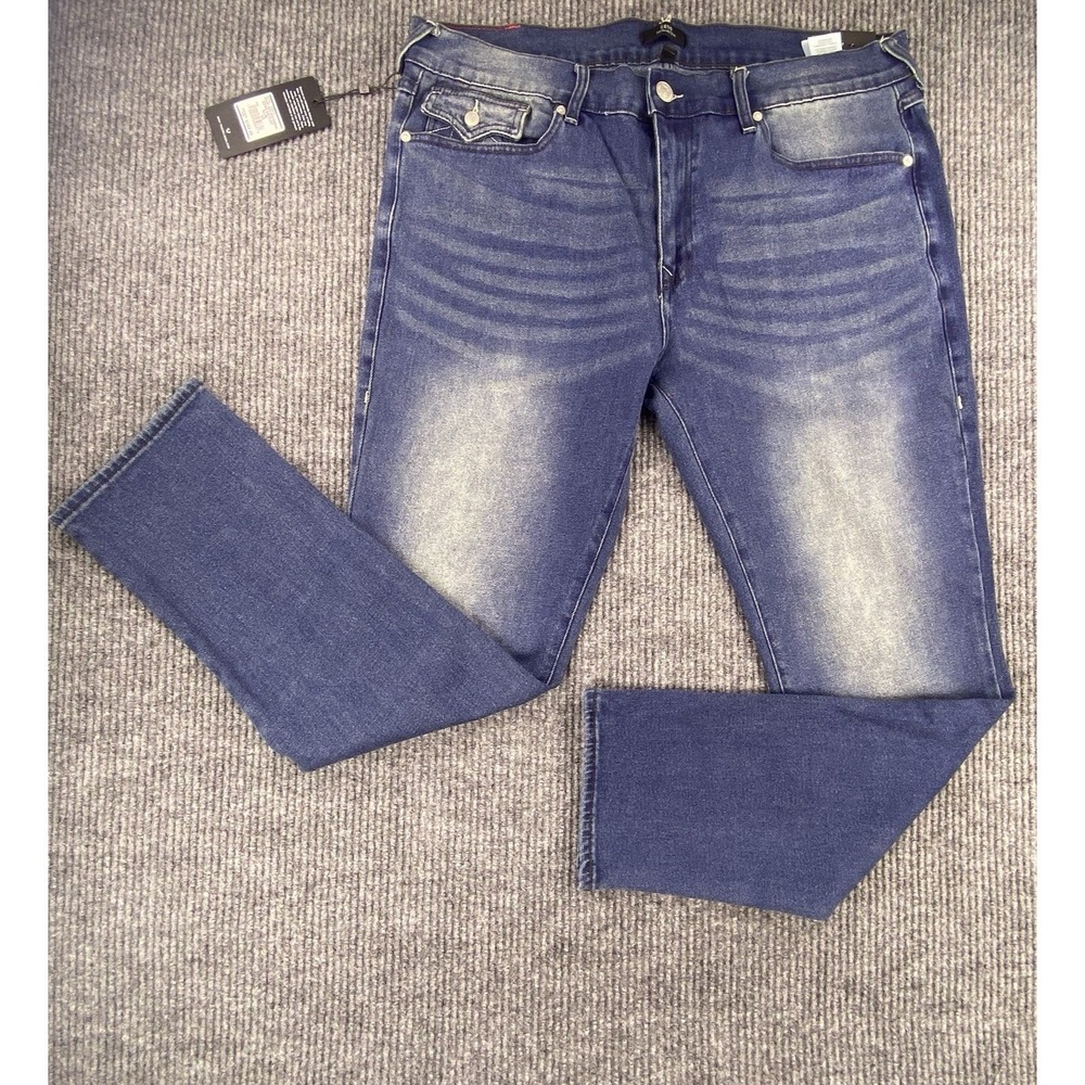 True Religion Jeans Mens 38 Blue Geno Slim Straight Whiskered Y2K Streetwear